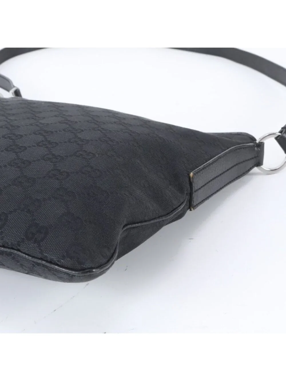 Gucci GG Canvas Leather Shoulder Bag Crossbody Messenger Black